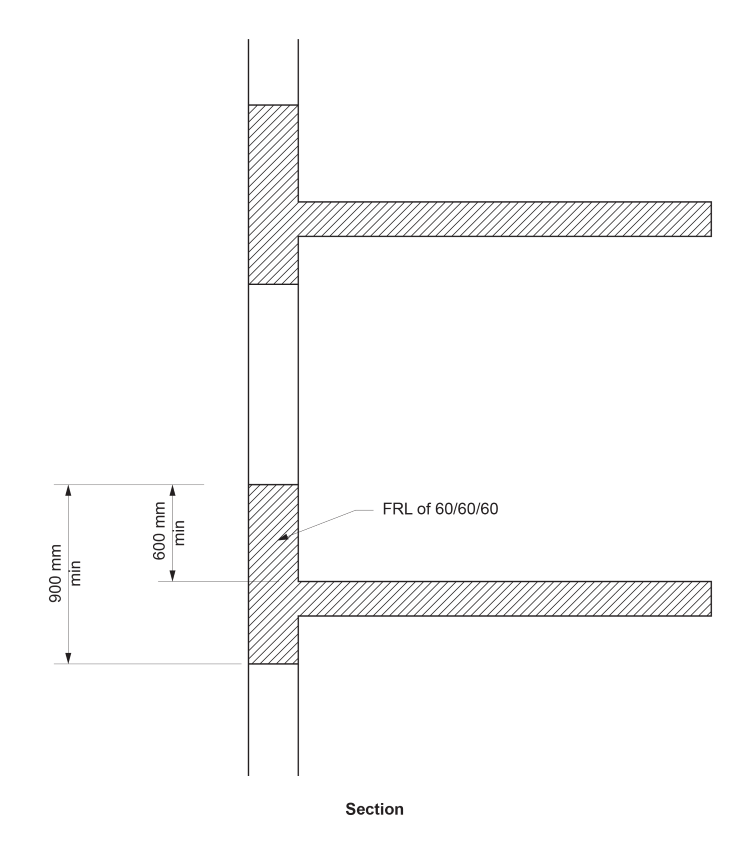 Figure C3D7a: Section showing use of spandrel to separate external window openings