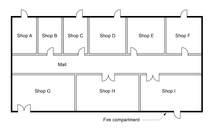 Figure E2D15: Plan of shopping centre for Example 2