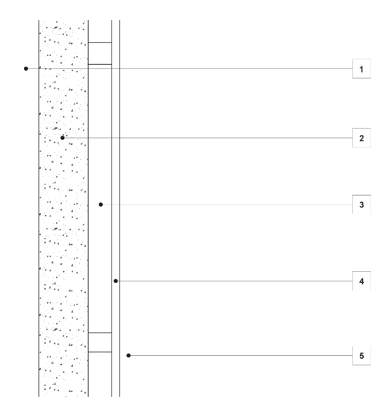 Figure S37C1d: 125 mm solid reinforced concrete (dense weight) - 10 mm internal plaster on battens or furring channels