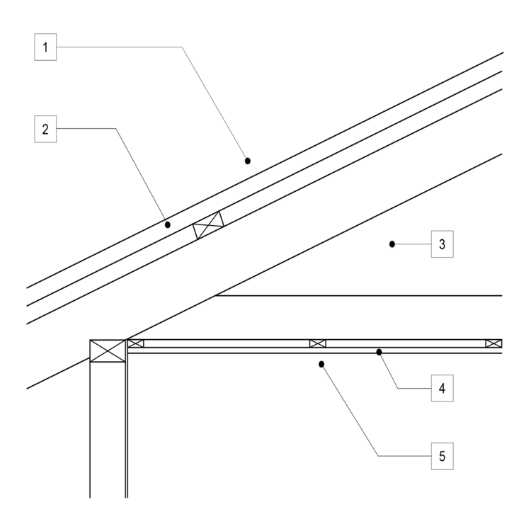Figure J4D4a: Roof 15° to 45° pitch—horizontal ceiling—metal cladding