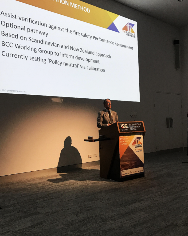 Neil Savery presenting at 2017 Fire Australia Conference